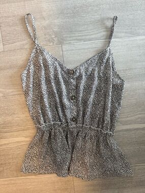 Sienna Sky Black and White Spotted Peplum Cami